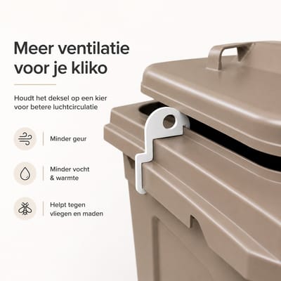 Kliko Ventilatieclip 2 Stuks Groen – Afvalbak Deksel Afstandhouder 7,4 x 9,4 cm – Kunststof Clip tegen Geur, Vocht en Ongedierte