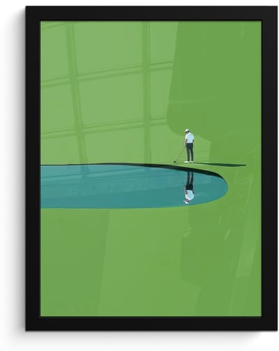 Poster in lijst - Fotolijst 30x40 cm - Posters - Persoon - Golf - Water - Blauw - Posterlijst zwart - Decoratie - Wanddecoratie woonkamer - Muurdecoratie slaapkamer - Kerstversiering - Kerstdecoratie voor binnen - Kerstmis