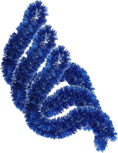Kerstslingers - 3x stuks - glitter blauw - folie lametta - 180 x 7 cm - kerstboom versiering / guirlandes - folieslinger - kerstversiering