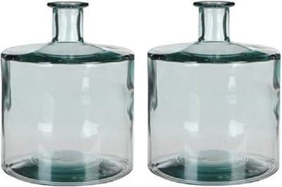 2x Fles vaas Guan 21 x 26 cm transparant gerecycled glas - Home Deco vazen - Woonaccessoires