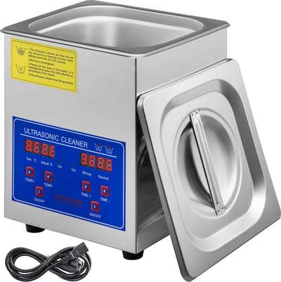 VEVOR 1.3L Ultrasone reiniger Machine Roestvrij staal Ultrasone reinigingsmachine Digitale verwarming Timer Sieradenreiniging voor commercieel persoonlijk thuisgebruik (1.3L)