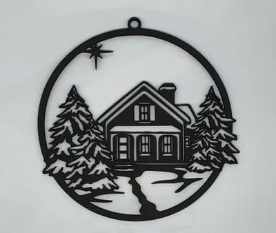 Silhouette - Winter hanger XL - Huis - 19x18cm - Zwart - Kerst