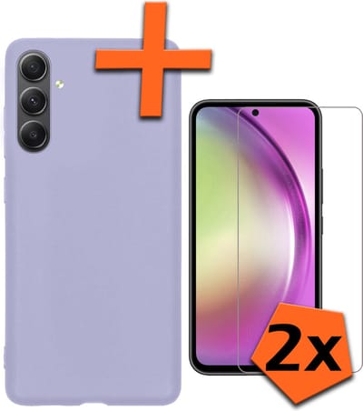 Hoes - Met 2x Screenprotector - Geschikt voor Samsung Galaxy A54 - Sterk & Shockproof - Back Cover - Siliconen Case - Telefoon Hoes - Lila