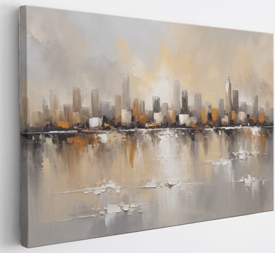 Saammp Canvas Schilderij - Stad skyline - Abstract - 30x20 - Foto op canvas - Wanddecoratie - Muurdecoratie Woonkamer - Slaapkamer decoratie - Canvas Print