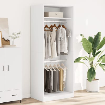 Vidaxl Kledingkast, Wit, 80X50X200 Cm, Materiaal Houtvezelplaat