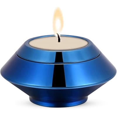 Luxe Mini Urn 90 ML - Urn met Kaarshouder - Crematie Urn - Uniek - Voor Huisdieren of Menselijk As - Crematie As - Mini Urn - Decoratie Urn - Blauw