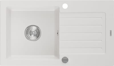 Mexen Pablo granieten spoelbak met 1 bak en afdruiprek 752 x 436 , wit, sifon chroom - 6510751010-20