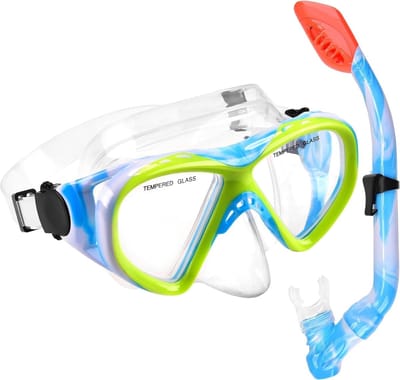 SnelShoppen - Kids Duikbril met Snorkelset voor Kinderen - Anti-Lek, Anti-Fog Duikmasker met Droge Snorkel in 3 Kleuren - Perfect voor Onderwateravont