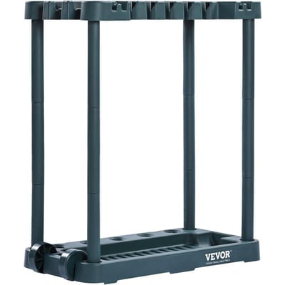 Organisateur d'outils de jardin, 10 emplacements, Tour de rangement pour outils de jardin pour l'organisation et le rangement du garage, Peut contenir des outils à long manche/Râteau/Balai/Pelle, Outil de jardin en PP