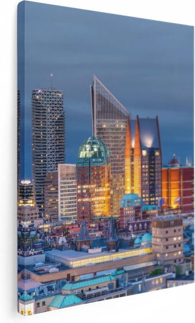 Artaza Canvas Schilderij Stad - 30x40 cm - Klein - Wanddecoratie Skyline - Muurdecoratie Woonkamer - Kamer Accessoires