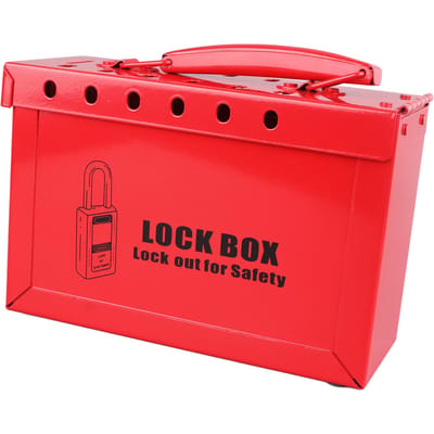 Lockout Tagout Lockbox 12 Gaten Stevige Constructie Schokbestendig Draagbare LOTO Groepsbox red
