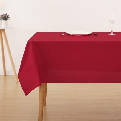 Famanu - Eenkleurige Tafelkleed Kerst Waterafstotend Bescherming Afwasbaar Doek Lotuseffect in Polyester voor Feest Eetkamer Rood 140x240cm
