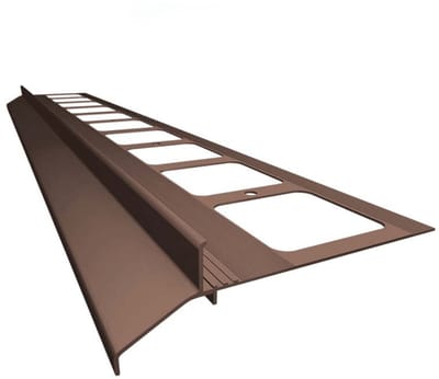 Renoplast® aluminium dakrandprofiel K30 200cm bruin | Afwerking van terrassen en balkons | Tegelvloeren op lijmmortel | Waterafvoersystemen hoekprofiel | Corrosiewerende balkonprofielen