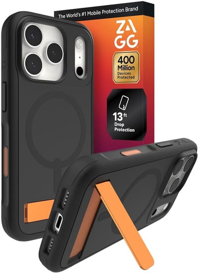 ZAGG Sedona Snap Kickstand - Hoesje Geschikt voor iPhone 17 Pro - Compatibel met MagSafe - Grafeen Back Cover met Standaard - Zwart