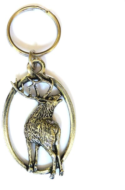 Sleutelhanger Burlend Hert - Jachtsleutelhanger Edelhert Gewei Natuur Cadeau Jagen Jachttrofee