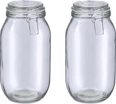 Zeller Weckpot/inmaakpot Alfie - 2x - 2L - glas - beugelsluiting - D13 x H26 cm