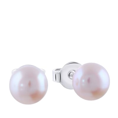 Lucardi Dames Oorbel zoetwaterparel 6mm - Oorbellen - Cadeau - Echt Zilver - Zilverkleurig