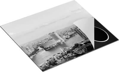 Chefcare Inductie Beschermer De Nijl Rivier in Cairo, Egypte - Zwart Wit - 60x50 cm - Afdekplaat Inductie - Kookplaat Beschermer - Inductie Mat