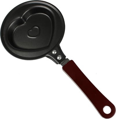 Mini Koekenpan - Hartvorm Pan - Romantisch Ontbijt - Verzonken Hartmotief - 26 x 12 cm - Donkergrijs