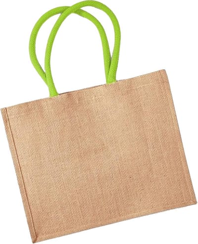 Set van 2 Klassieke Jute Shopper Tassen (21 Liter) - Natuurlijk en Fuchsia