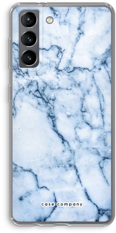 Case Company® - Hoesje geschikt voor Samsung Galaxy S21 hoesje - Blauw marmer - Soft Cover Telefoonhoesje - Bescherming aan alle Kanten en Schermrand