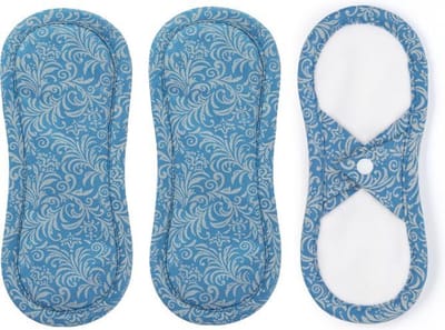Bamboolik bio satijn katoen wasbaar maandverband met drukknoopjes - 3 stuks - grijs blauw
