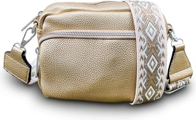 THL Design Kleine Dames Schoudertas - Telefoontasje - Crossbody Tas - Bag Strap - Goud