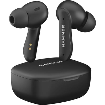 Hammer Solitude Bluetooth Oordopjes met Tot 22 Uur Speeltijd, Enc, Snel Opladen Type-C, Ipx4 Waterbestendig, Bluetooth V5.3 (Truffel Zwart) zwart