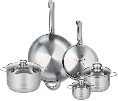Set van 2 Koekenpannen 24 en 32 cm en 3 kookpotten 12, 16 en 20 cm Elo Profi Brillant