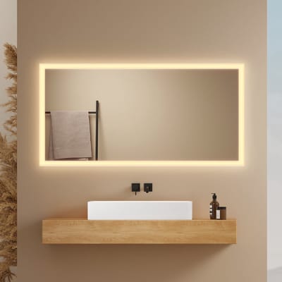 EMKE Badkamerspiegel LM03 - Anti Condens Douchespiegel - 3000K Warm/6500K Koud - Horizontaal Hangend - 60 x 120 CM