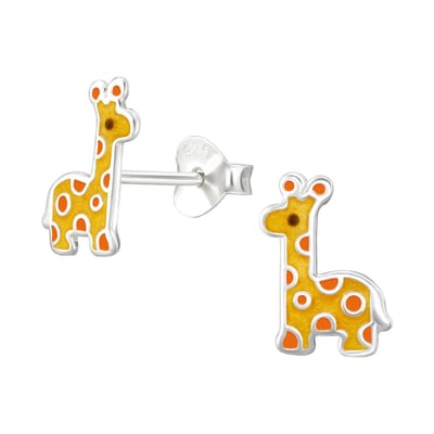 Zilveren giraf kinderoorknopjes | giraf kinderoorbellen | giraffe oorbellen Meisje Zilver | Zilverana | Sterling 925 Silver