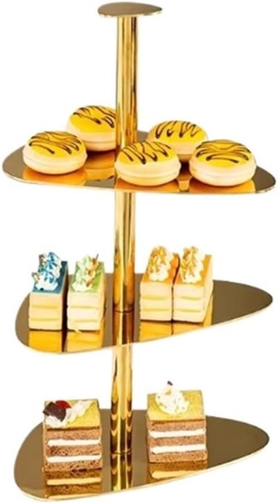 Dessertrek Taartstandaards - Buffetstandaard Serveerschaal - Feestelijke Presentatie - Gelaagd Ontwerp - Groot - Goud