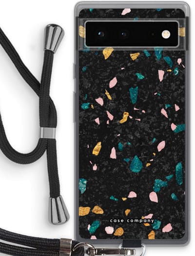 Case Company® - Hoesje met koord geschikt voor Google Pixel 6 hoesje met Koord - Terrazzo N°10 - Telefoonhoesje met Zwart Koord - Bescherming aan alle Kanten en Over de Schermrand