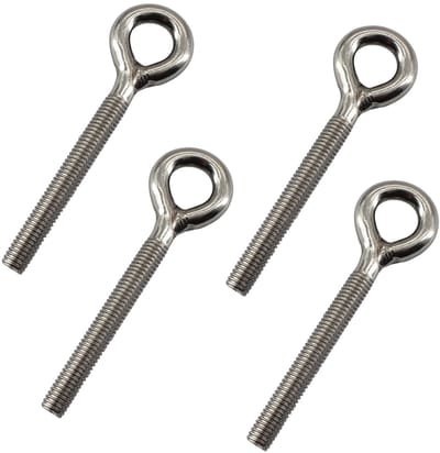 Dailygoods- Oogbout M12 4 Stuks - Roestvrij Staal 304 - Duurzaam - Corrosiewerend - Geschikt voor Binnen/Buiten - Lengte 95mm - Bevestigingshaak