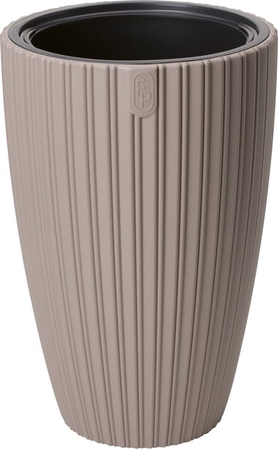 Form Plastic Plantenpot/bloempot Mika - kunststof - taupe - D30 x H48 cm - met binnenpot - rond
