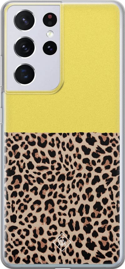 Casimoda® hoesje - Geschikt voor Samsung S21 Ultra - Luipaard Geel - Backcover - Siliconen/TPU - Geel