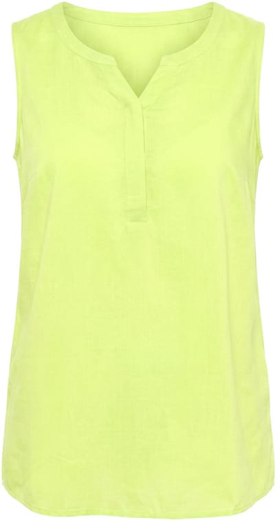 Angel of Style - Dames - Blouse tuniekhals afgeronde zoom mouwloos - Limoen - Maat 42