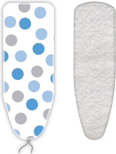Strijkplankovertrek.nl | Strijkplankhoes met Molton - Dots - blauw - 130 x 45 cm - maat M - complete set