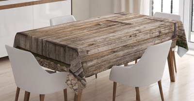 ABAKUHAUS vintage tafelkleed, oude eikenhouten stalen deur, gepersonaliseerde printen in heldere kleuren zonder vervaging, wasbaar voor buitenruimte, 140 x 200 cm, beige
