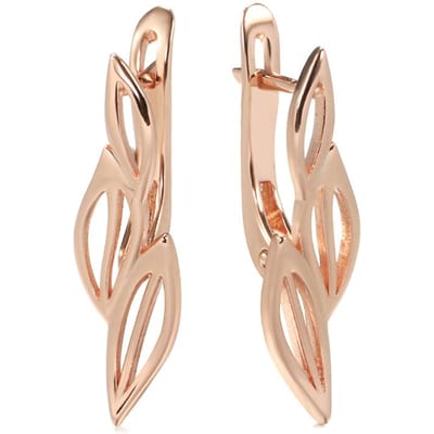 Boucles d'Oreilles Feuille Creuse Design Simple Pour Femmes Mode Couleur Or Rose Élégant Quotidien Bijoux Vintage Meilleur Cadeau beige