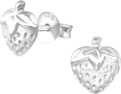Fako Bijoux® - Kinderoorbellen - 925 Zilver - Aardbei - 7x8mm - Zilverkleurig