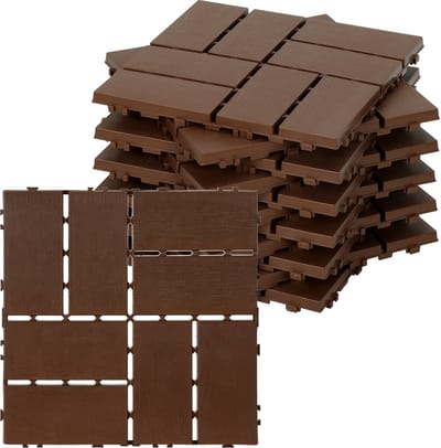 Kunststof vlondertegels bruin – 30x30 cm, 33 stuks (3 m²), eenvoudig kliksysteem