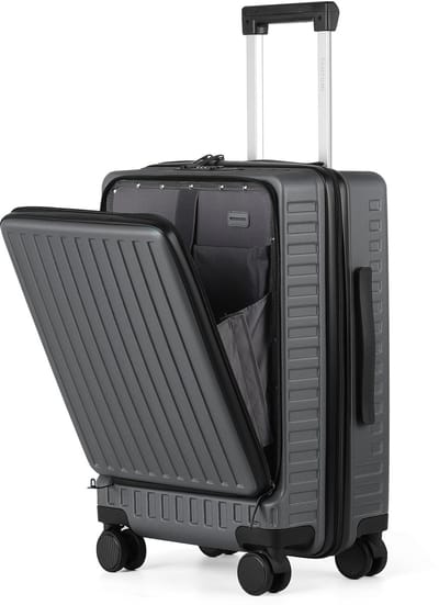 TAN.TOMI Reiskoffer - Handbagage Koffer 41L - Dubbel TSA Slot - Spinner wielen - Extra sterke Rits met Voorvak - Unisext - Donkergrijs