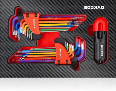 18 pcs hex key set with coupling handle - Cr-V steel - Colorful