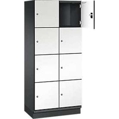C+P Cambio lockerkast, 2 vakken, 8 vakken, met plint, B 800 x D 525 x H 1980 mm, zwart-grijs/wit