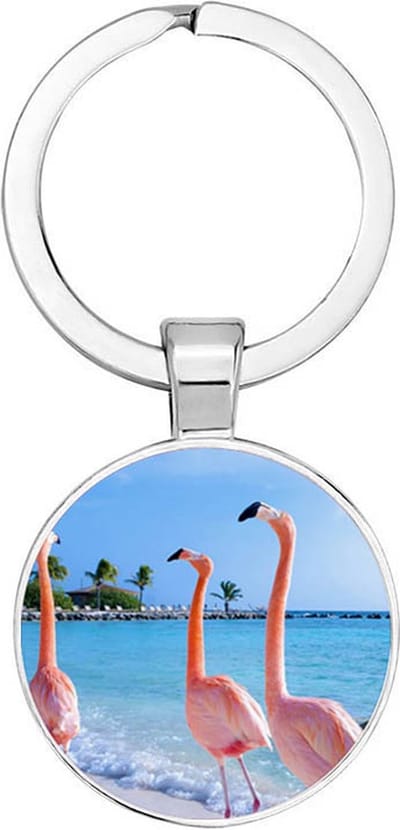 Akyol - Flamingo's Sleutelhanger - flamingo - dieren liefhebbers - leuke cadeau voor flamingo liefhebber - houden van - verjaardagscadeau - gift - 2,5 x 2,5 CM