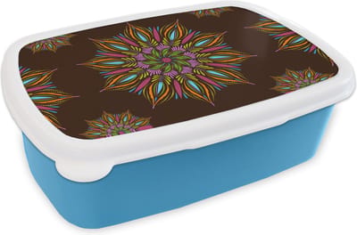 Broodtrommel Blauw - Lunchbox - Brooddoos - Mandala - Design - Bohemian - 18x12x6 cm - Kinderen - Jongen