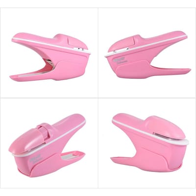 Mini Agrafeuse de sécurité manuelle sans agrafes Agrafeuse sans agrafes Capacité 7 feuilles pour reliure de papier Entreprise rose