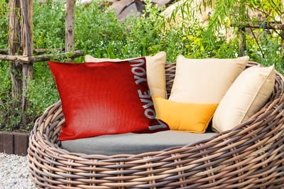 Buitenkussens - Tuin - Schuin - Loveyou - Rood - 50x30 cm