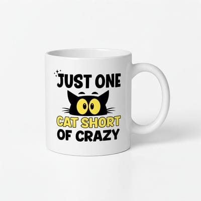Just One Cat Short of Crazy Koffiemok - Grappige Kattenmok voor Koffieliefhebbers